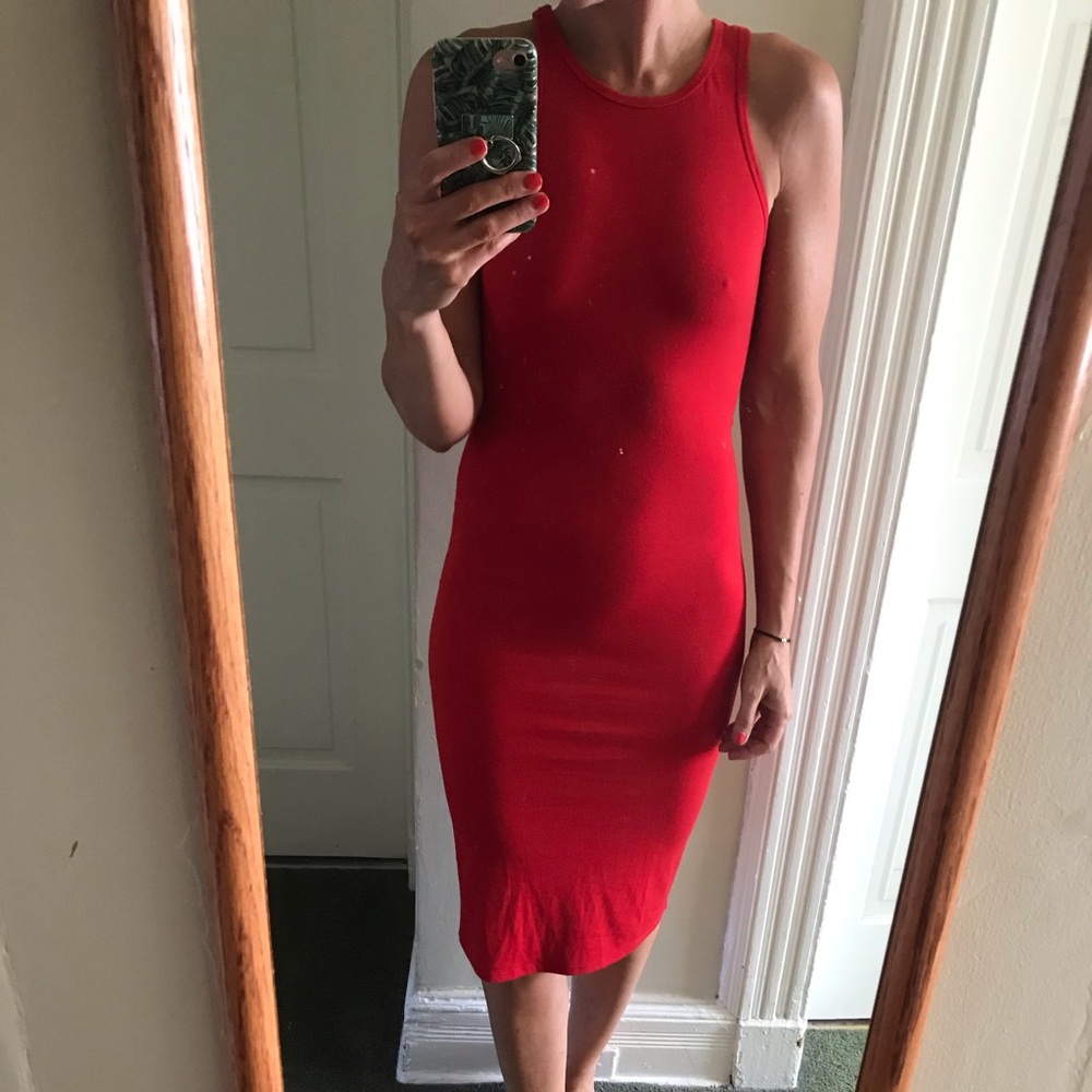 Express Racerback Red Fitted Dress